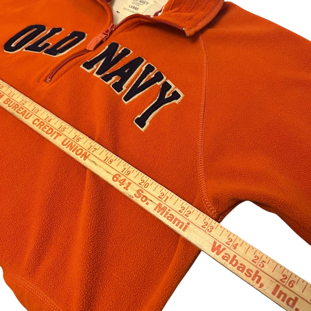Old Navy Orange Fleece Quarter Zip‎ Pullover Sweatshirt Mens Large Retro - Picture 3 of 8
